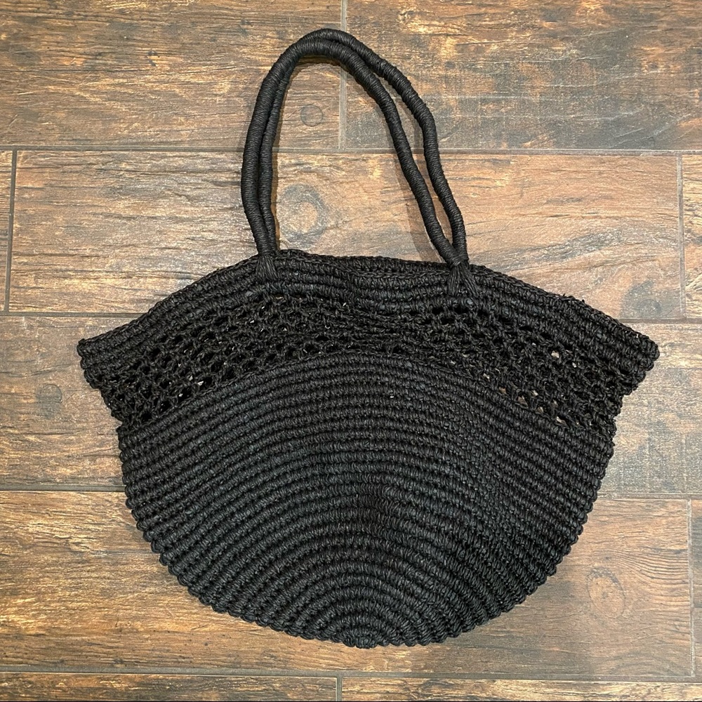 Black Lucky Brand Woven Tote Bag